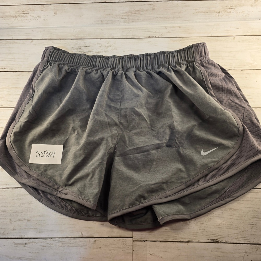 Nike Dri-FIT Tempo Running Shorts Womens Large Gray Heather Mesh Athletic S0584